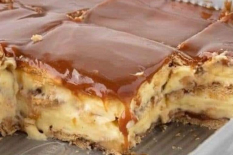 No-Bake Caramel Apple Eclair Cake
