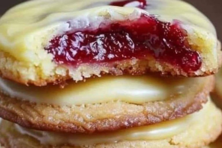 Lemon Glaze Raspberry-Filled Cookies