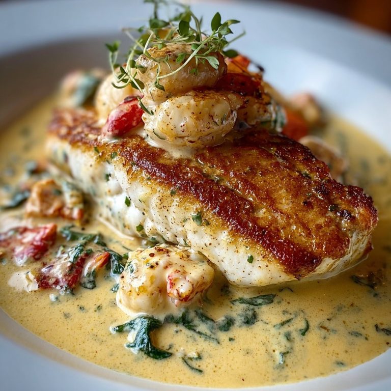 Seared Snapper with Lobster Cream Sauce