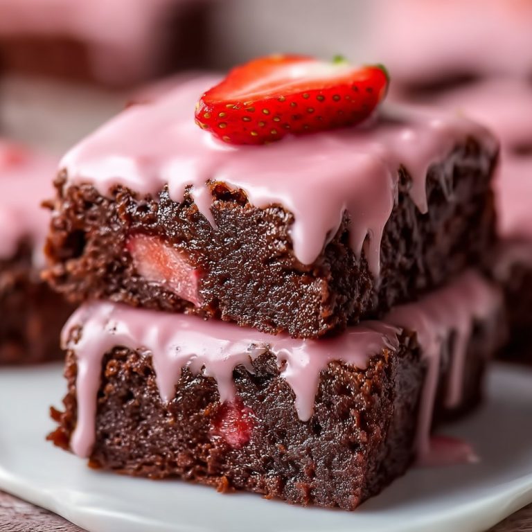 Strawberry Brownies with Pink Glaze