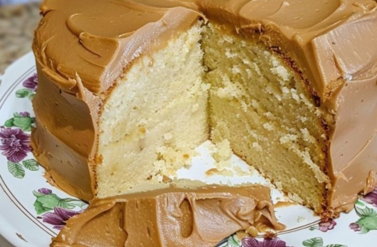 Sour Cream Pound Cake with Caramel Frosting