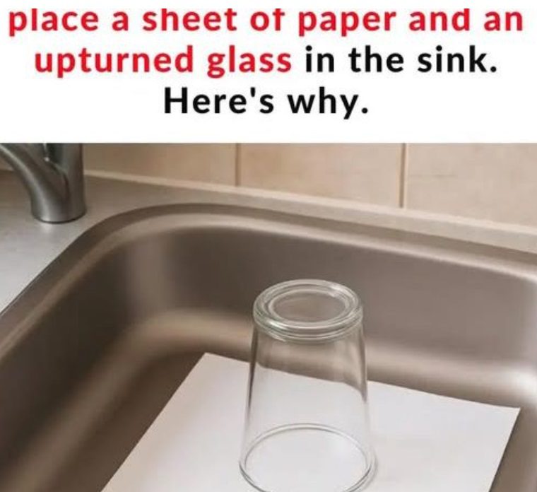 Here is why you should always leave an upturned glass and a piece of paper in the sink before going on vacation