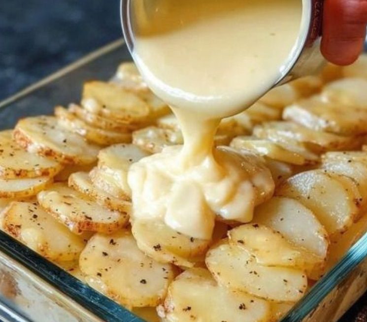 Pour condensed cream of chicken soup over raw sliced russet potatoes, coupled with 1 ingredient, into a glass casserole dish for a comforting meal tha.