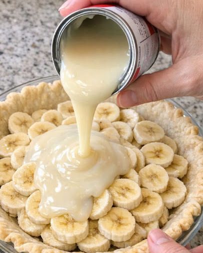 Pour sweetened condensed milk and these 3 ingredients over sliced ripe bananas into a pie plate for a creamy indulgence you will dream about
