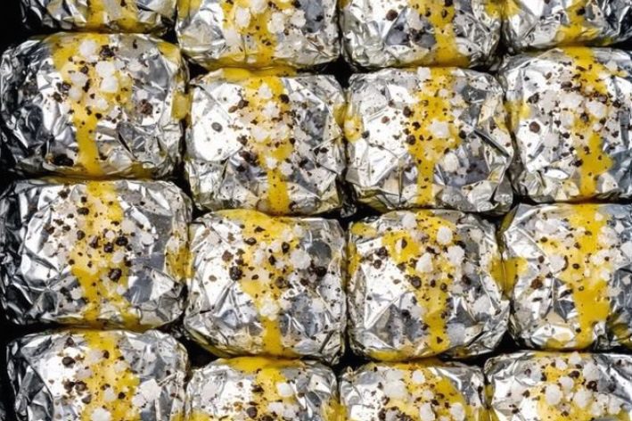Foil Packet Party: Just 5 ingredients. Make mini foil-wrapped potatoes and stack them like bricks everyone will love what’s inside.