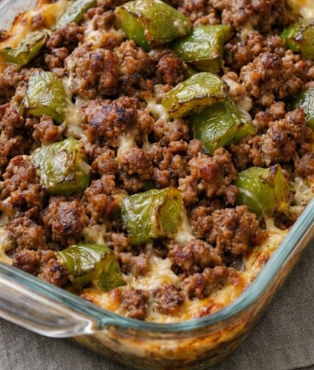 Oven-Baked 4-Ingredient Amish Beef and Bell Pepper Bake